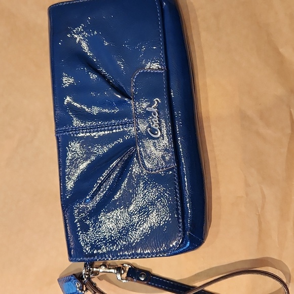 Coach Handbags - Coach Blue Patent Clutch/Wristlet